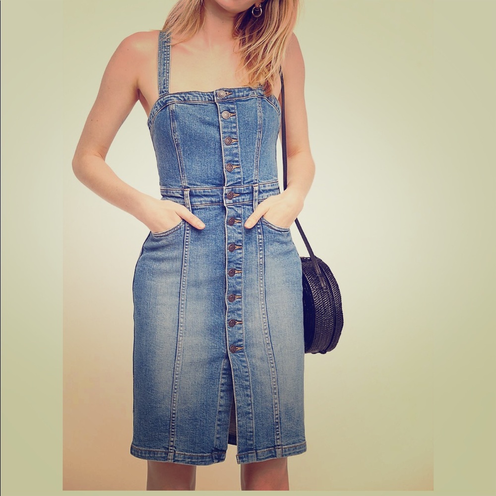 Free People Button-front denim dress